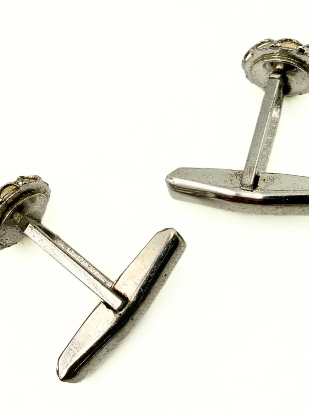 MCM Marked Pat Pend AB Crystals Silver Plated Evening Wear Cufflinks